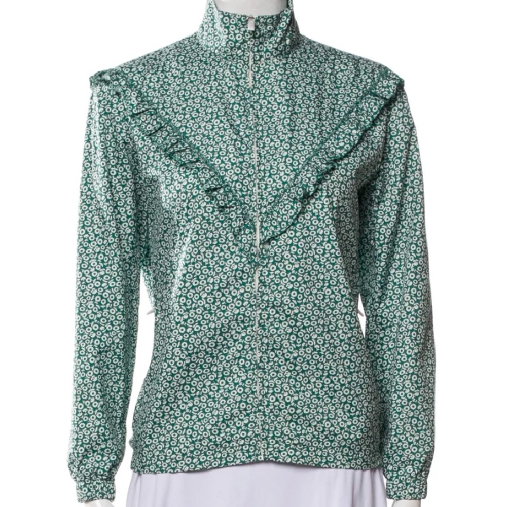Tory Sport Green Ruffled windbreaker